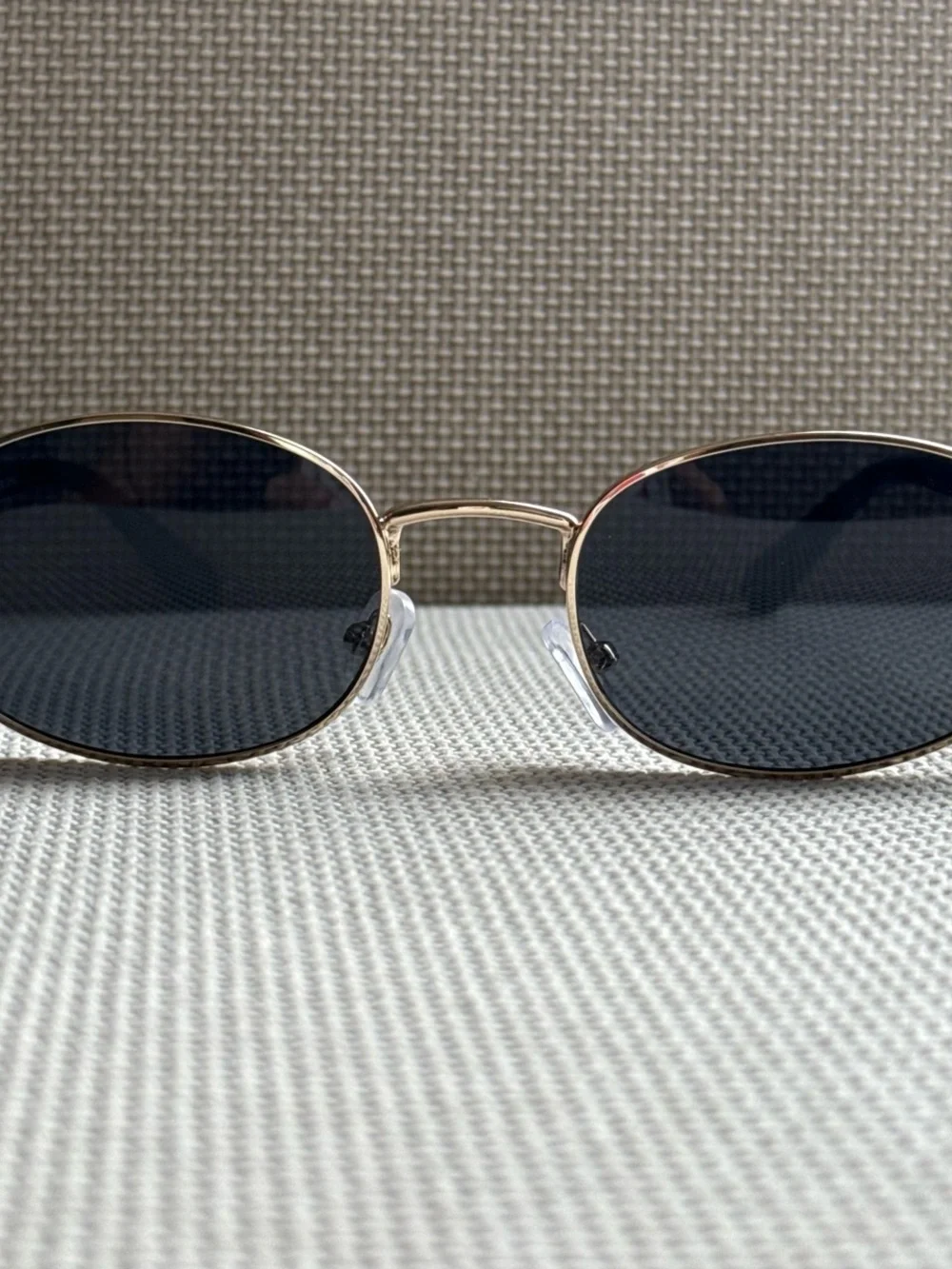 Gold Frame Black Lens Oval Sunglasses